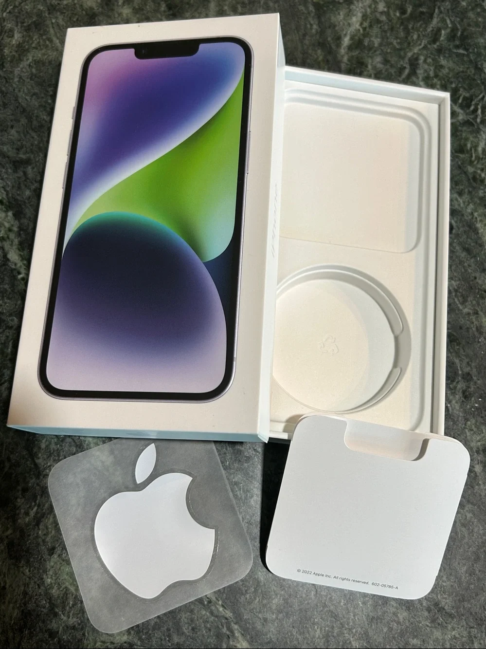 Apple iPhone 14 White Packaging Inserts and Logo Sticker- Empty Box only-